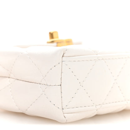 Chanel Shiny Aged Calfskin Quilted Mini Nano Kelly Shopper White 9 of 10