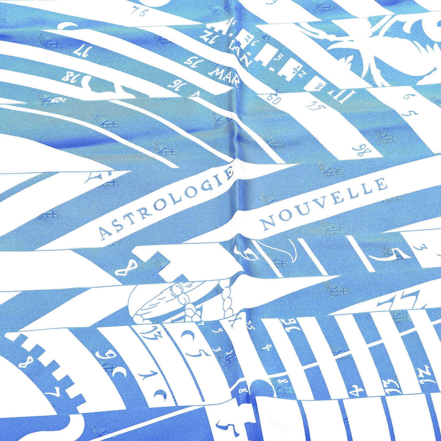 Silk Astrologie Nouvelle Scarf 90 Bleu Royal White