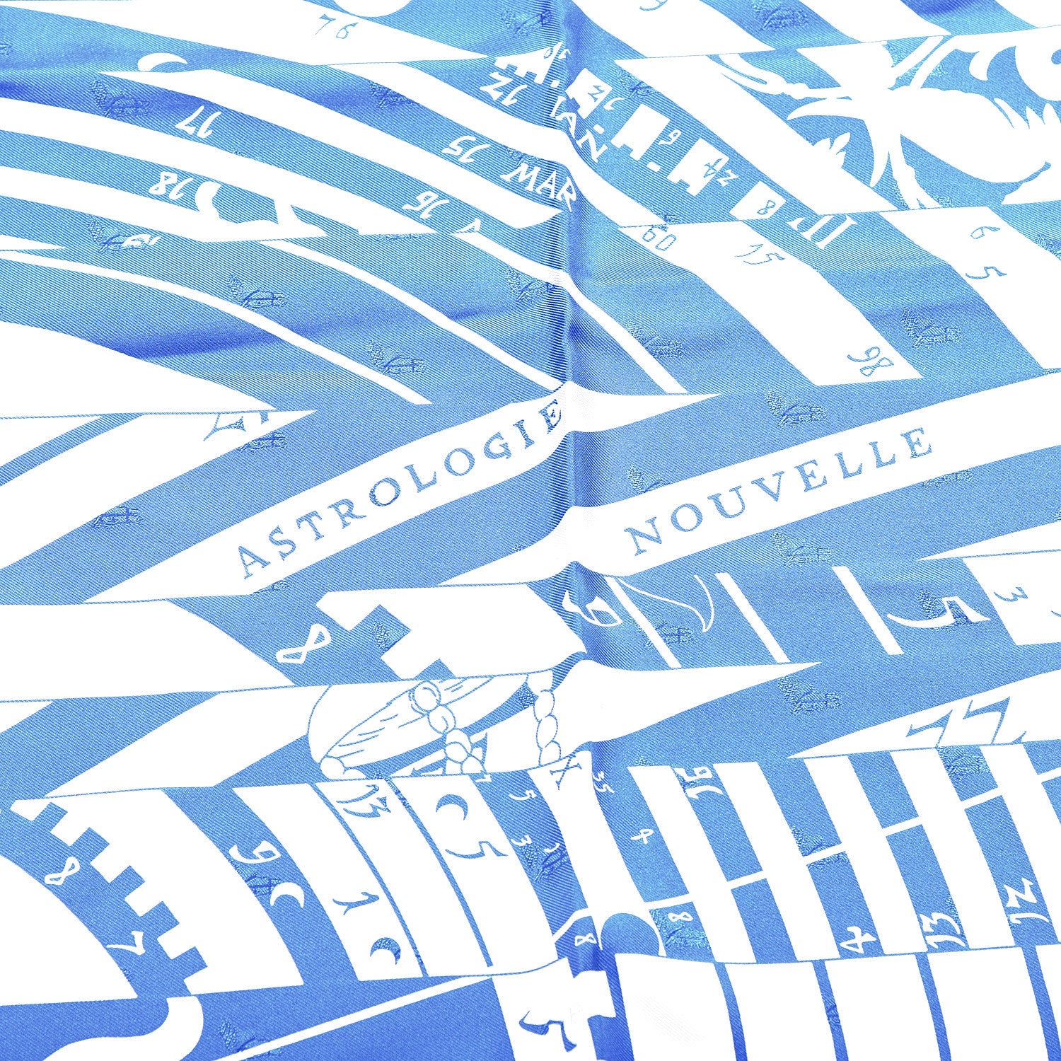 Hermes Silk Astrologie Nouvelle Scarf 90 Bleu Royal White 4 of 4