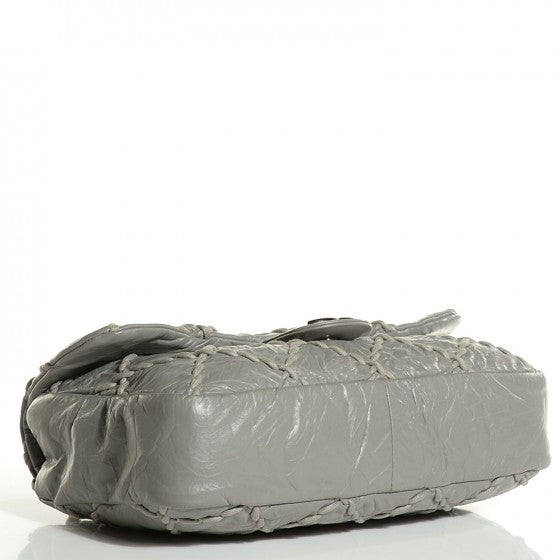 Calfskin Ultra Stitch Oversized Flap Grey