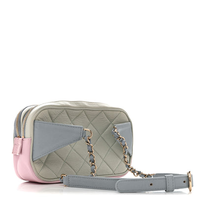 Chanel Goatskin Quilted Waist Bag Green Blue Pink 5 of 18