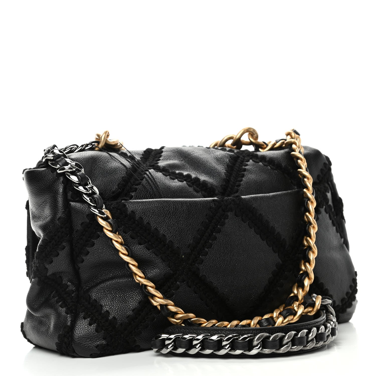 Chanel Calfskin Crochet Large Chanel 19 Flap Black 2 of 4
