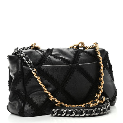 Chanel Calfskin Crochet Large Chanel 19 Flap Black 2 of 4
