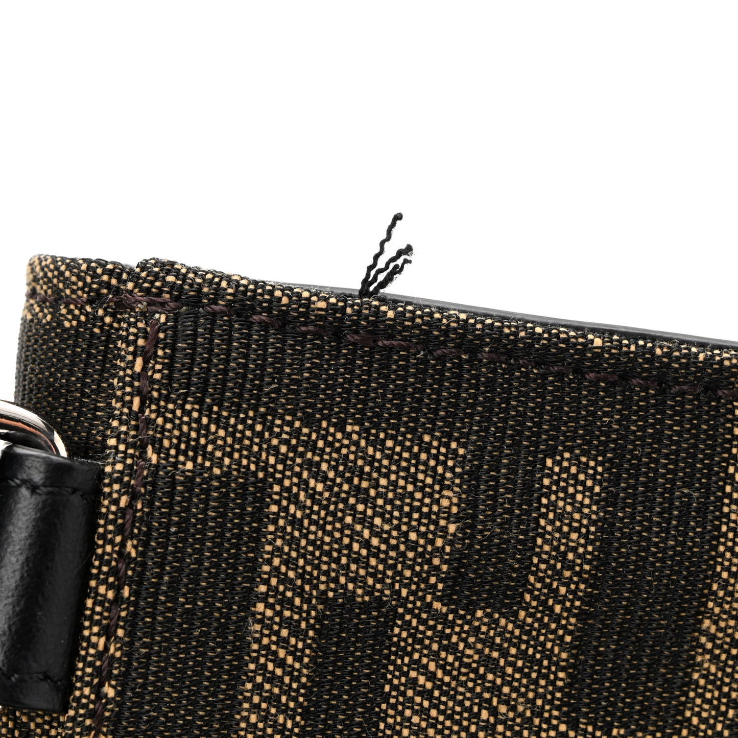 Recycled Fabric Jacquard Vitello Grace FF 1974 Baguette Belt Pouch Tobacco Moro Black