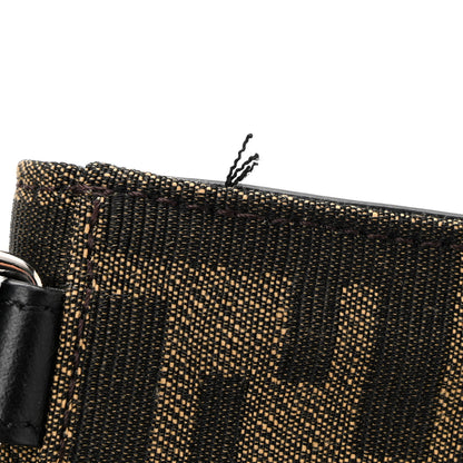 Fendi Recycled Fabric Jacquard Vitello Grace FF 1974 Baguette Belt Pouch Tobacco Moro Black 11 of 12