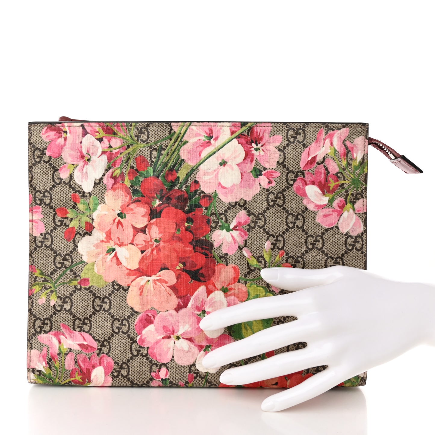 GG Supreme Monogram Blooms Large Cosmetic Case Beige Multicolor Dry Rose