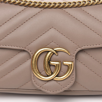 Gucci Calfskin Matelasse Super Mini GG Marmont Shoulder Bag Porcelain Rose 10 of 10
