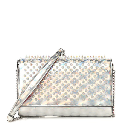 Christian Louboutin Metallic Calfskin Spikes Paloma Clutch Silver 1 of 8