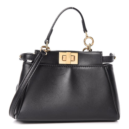 Fendi Nappa Micro Peekaboo Iconic Satchel Black 1 of 10
