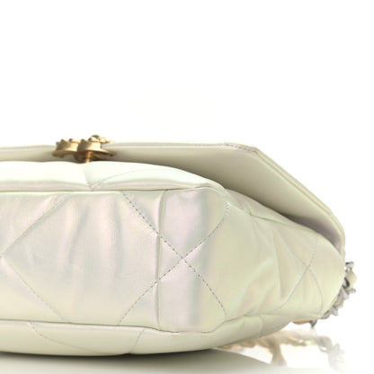 Chanel Iridescent Calfskin Quilted Medium Chanel 19 Flap White 10 of 10