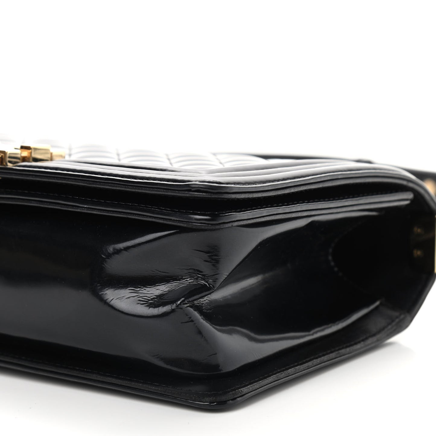 Patent Calfskin Quilted Medium Boy Flap Black