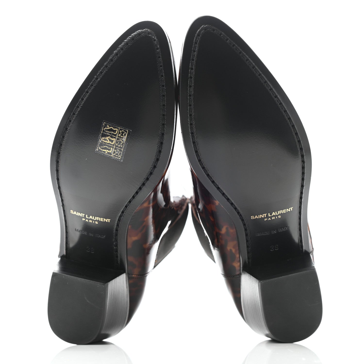 Saint Laurent Patent Tartaruga Chelsea Boots 38 Manto Naturale 5 of 9