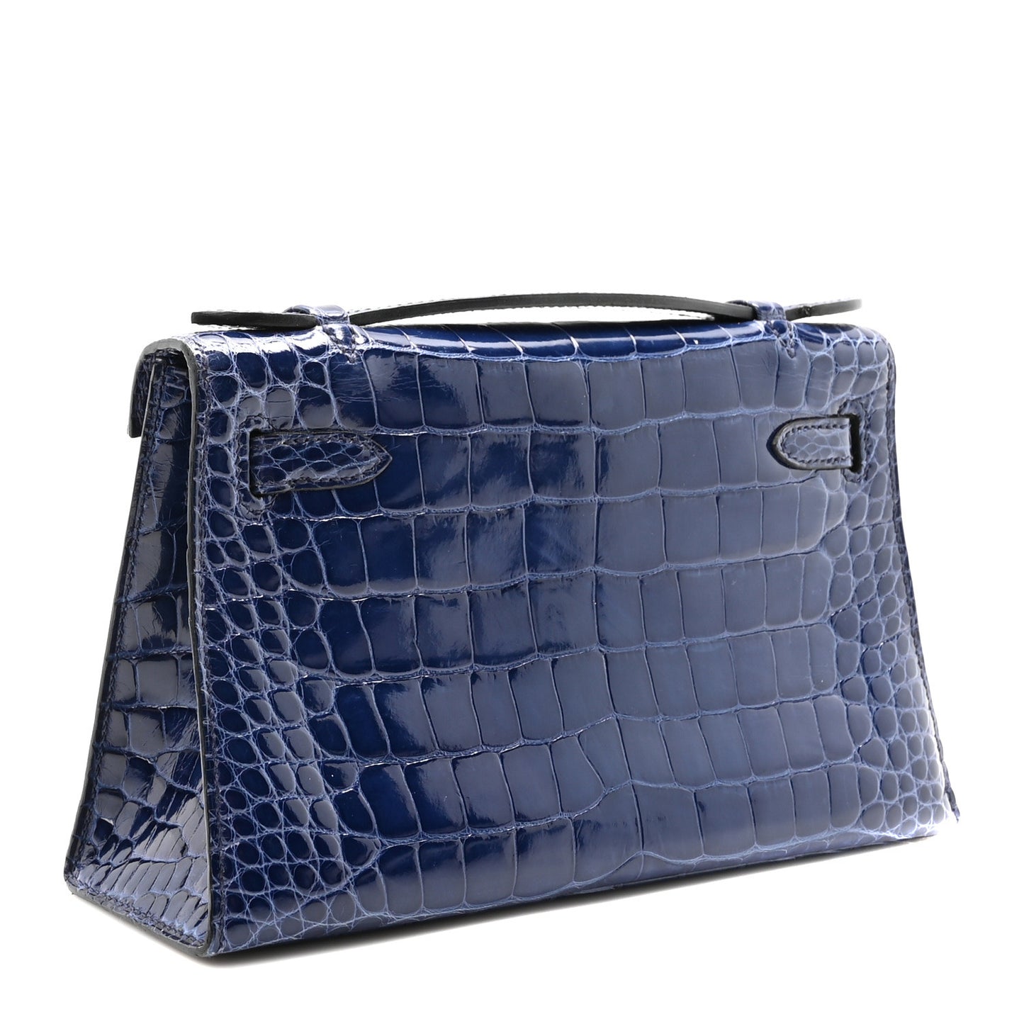 Shiny Alligator Kelly Pochette Bleu De Malte