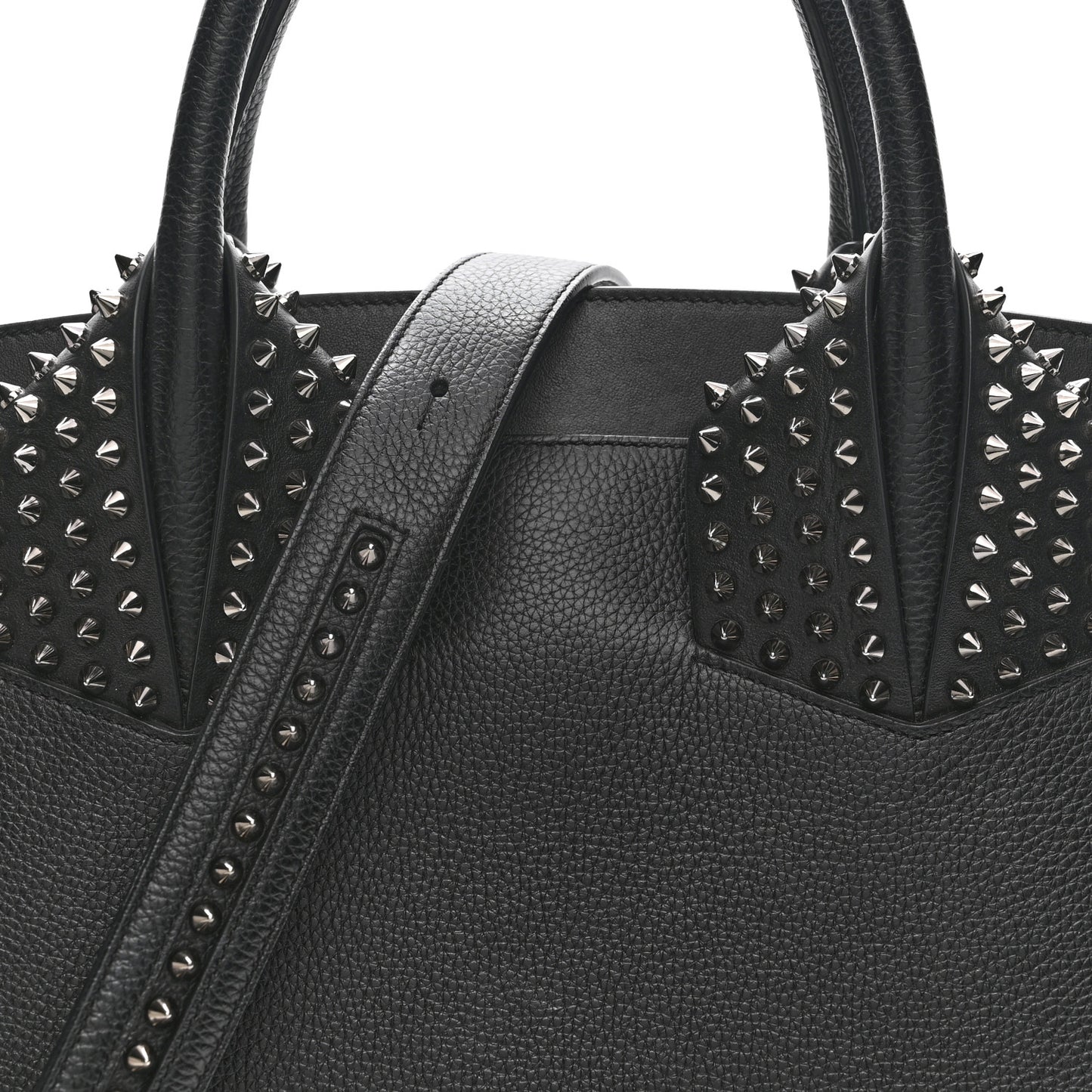 Grained Calfskin Spike Large Eloise Tote Black
