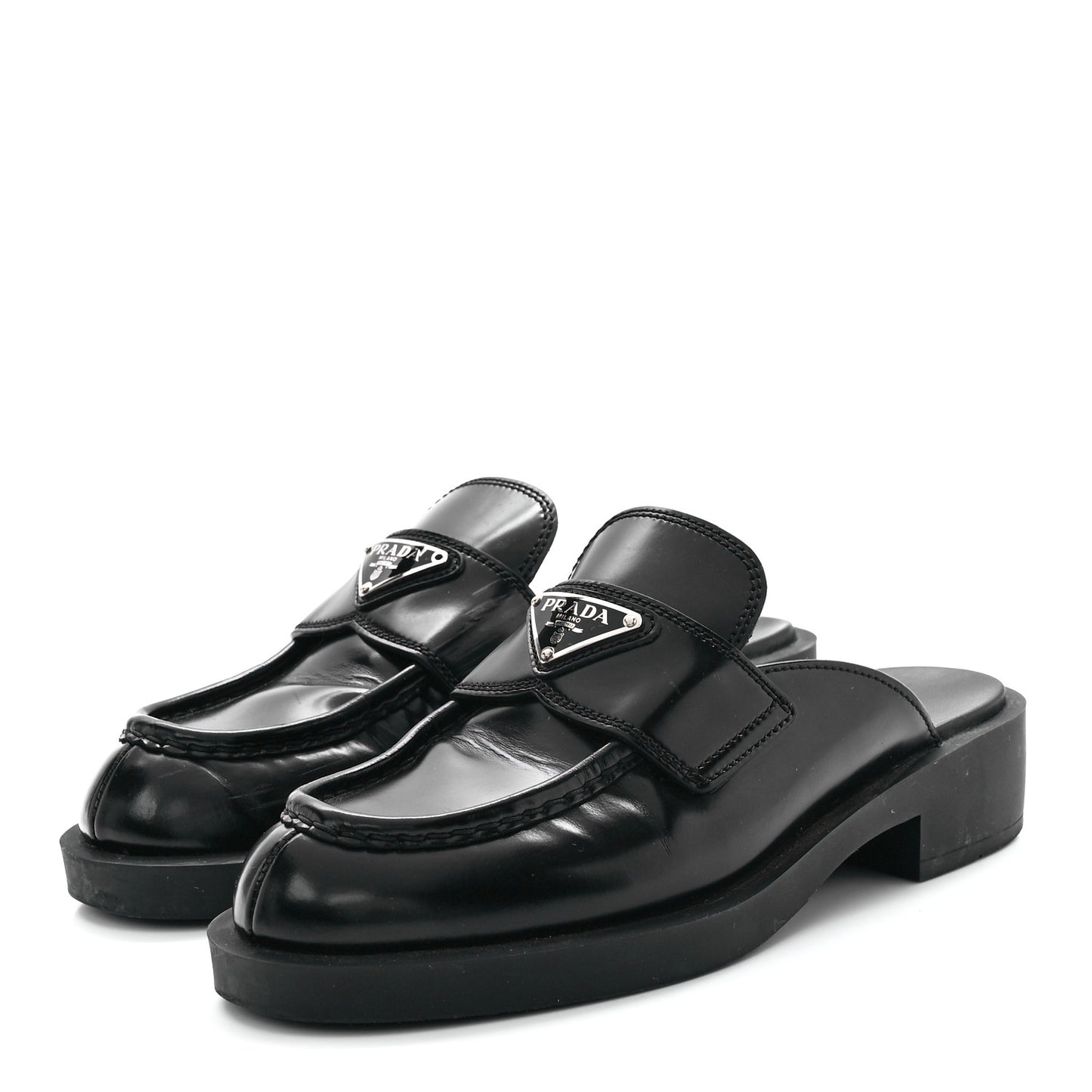 Spazzolato Triangle 40mm Loafer Mules 37 Black