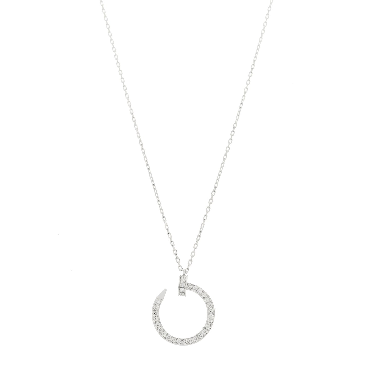 18K White Gold Diamond Juste Un Clou Paved Pendant Necklace
