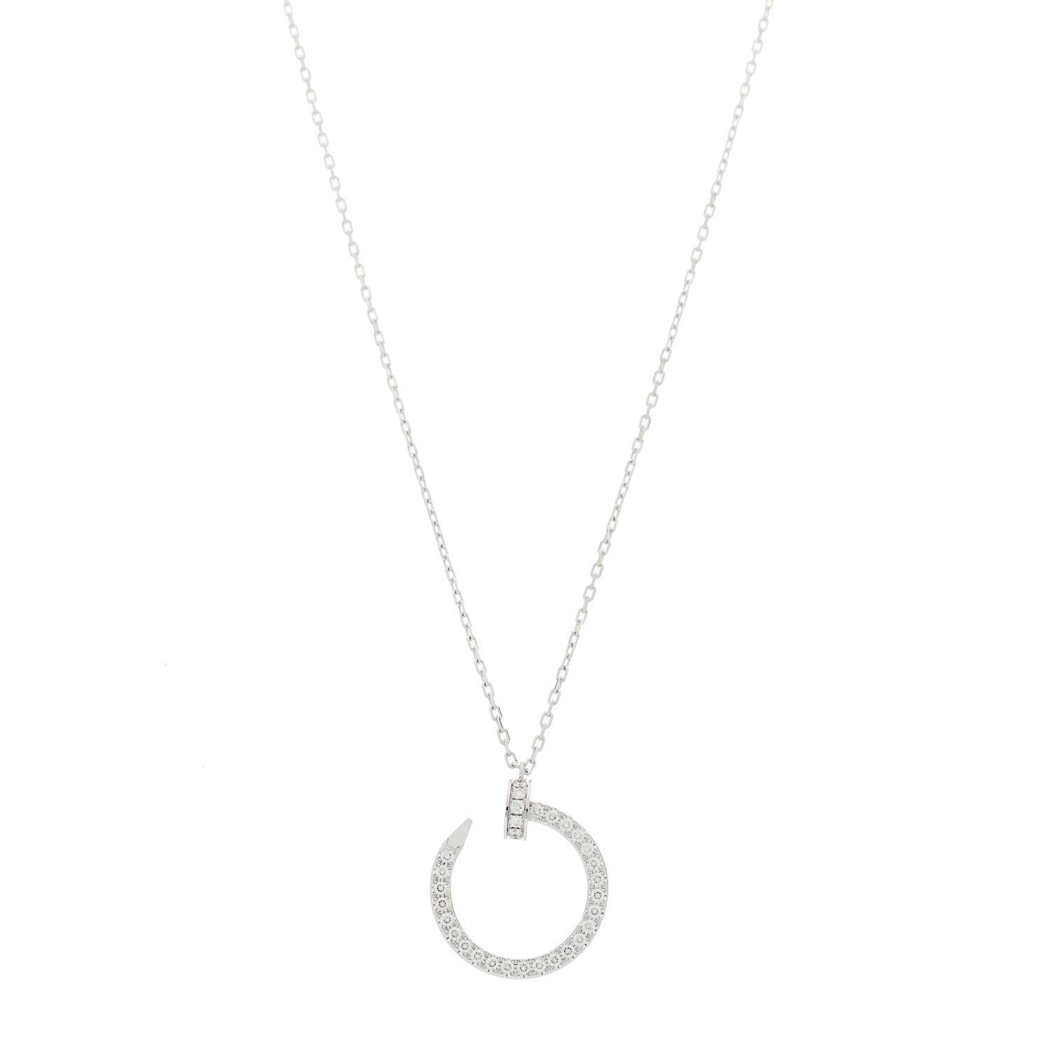 Cartier 18K White Gold Diamond Juste Un Clou Paved Pendant Necklace 1 of 5
