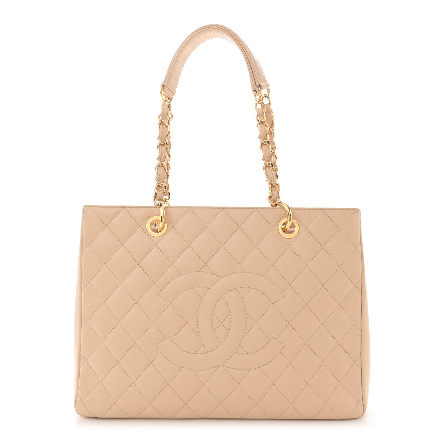 Caviar Quilted Grand Shopping Tote GST Beige Clair