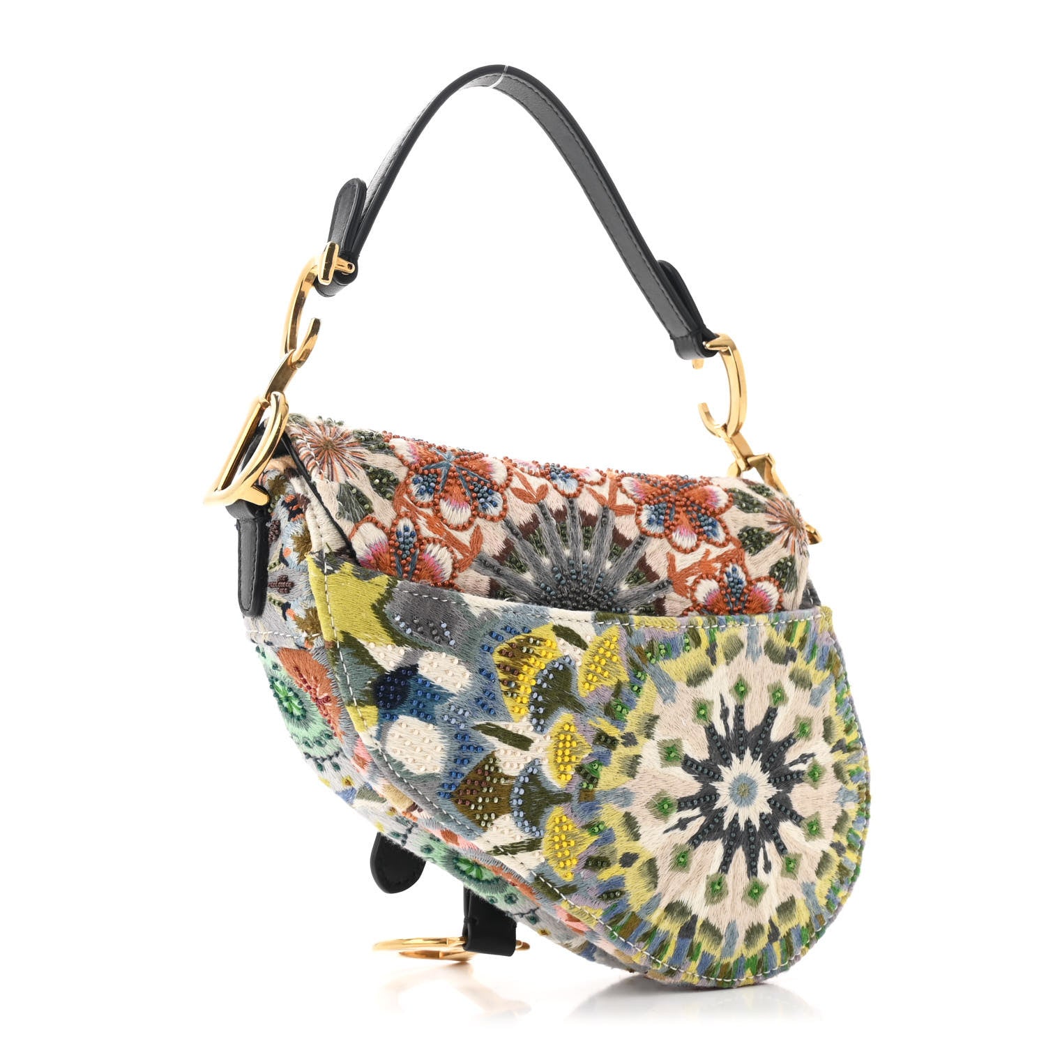 Christian Dior Canvas Embroidered Kaleidiorscopic Mini Saddle Bag Multicolor 3 of 10