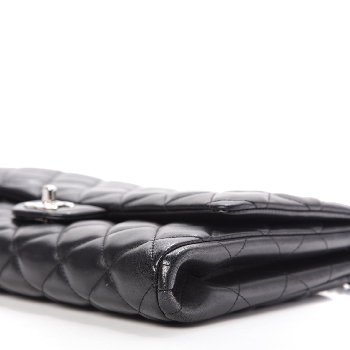 Lambskin Quilted Clutch With Chain Flap Black