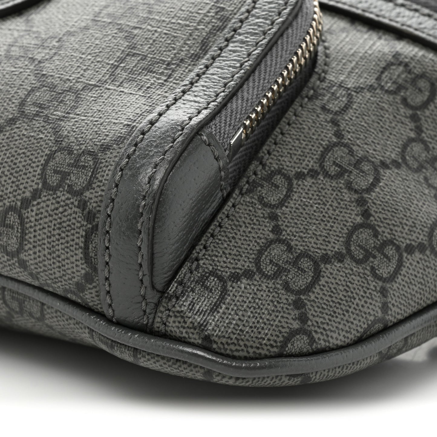 GG Supreme Monogram Textured Dollar Calfskin Ophidia Belt Bag Grey Black Graphite Grey