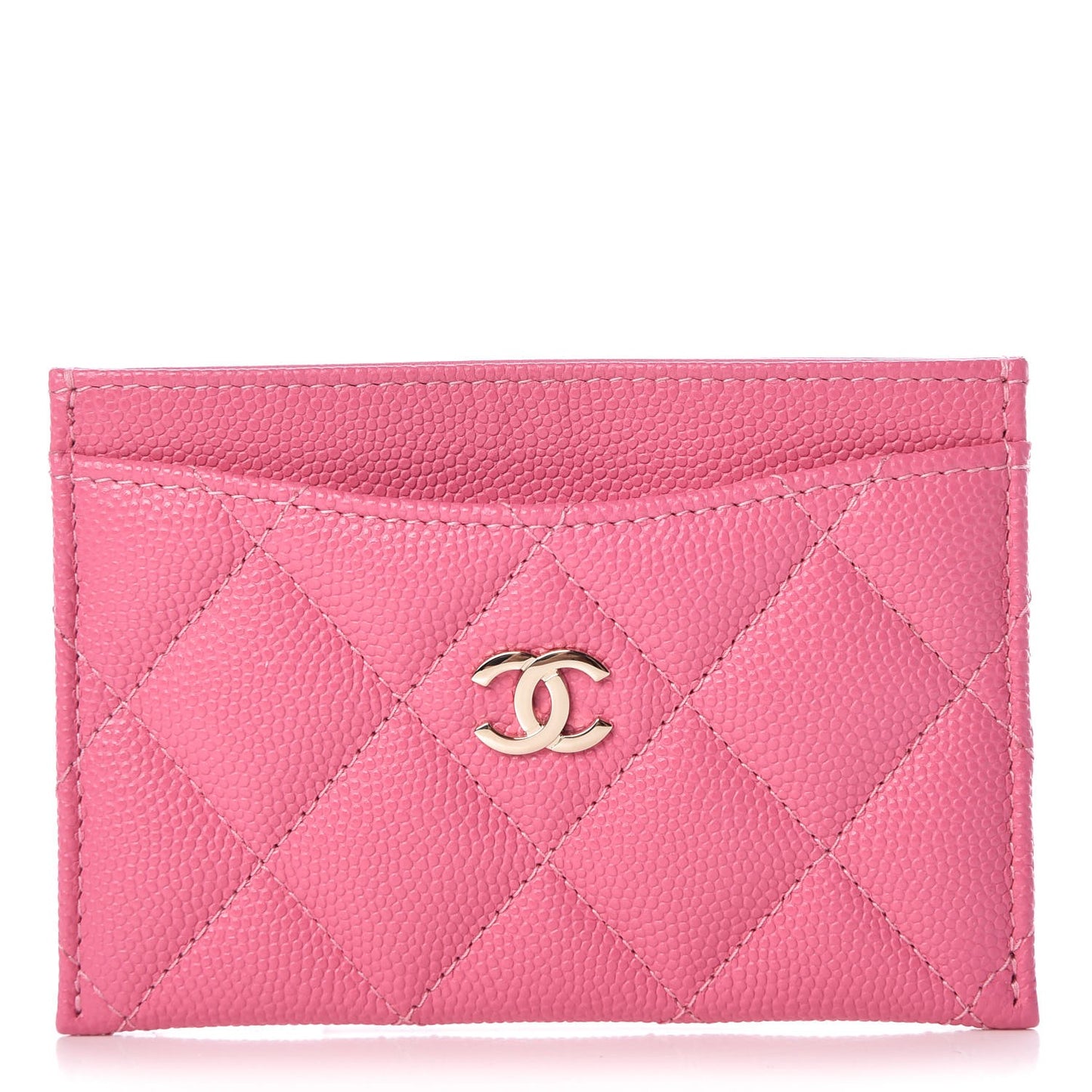 Caviar Quilted Card Holder Pink