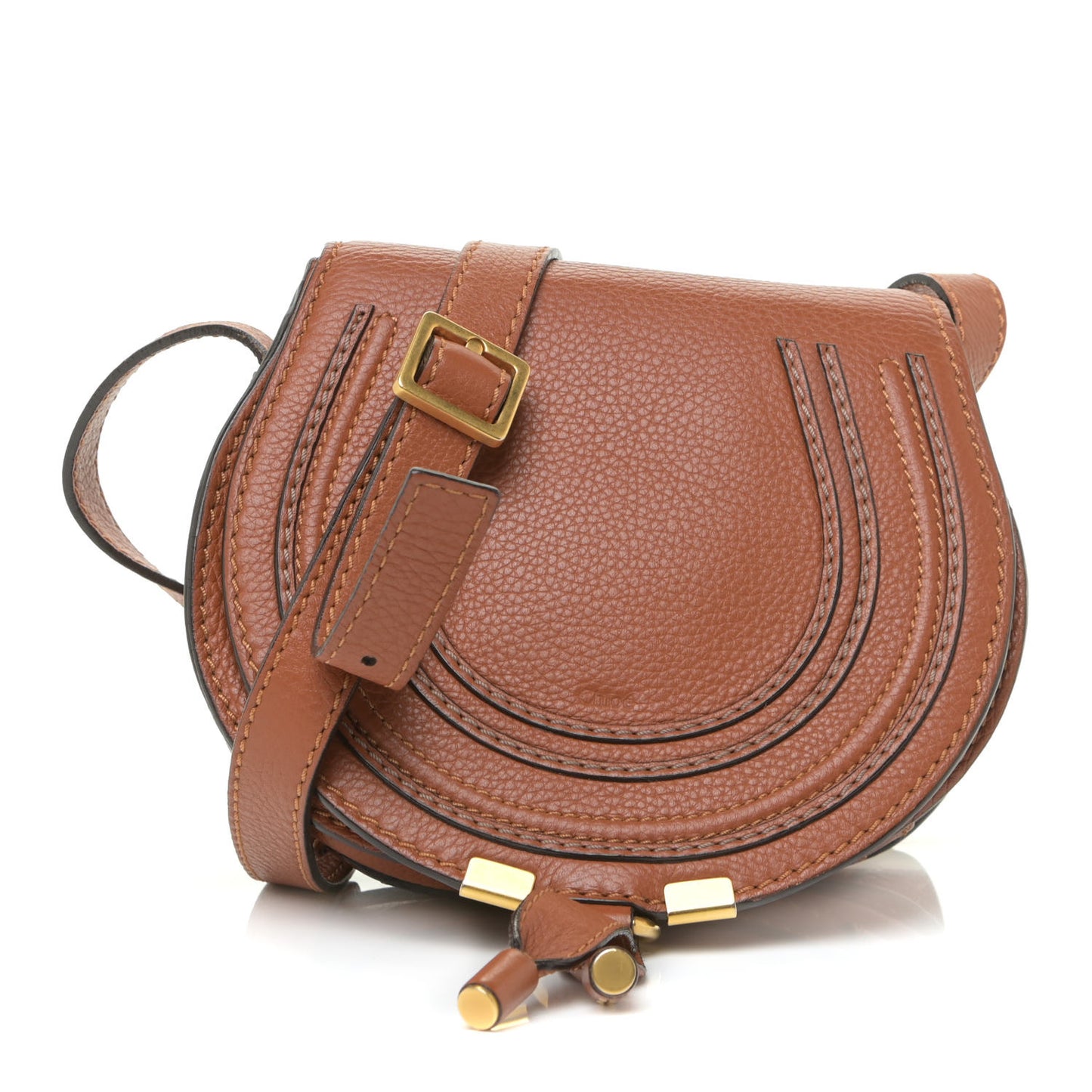 Calfskin Mini Marcie Round Crossbody Bag Tan