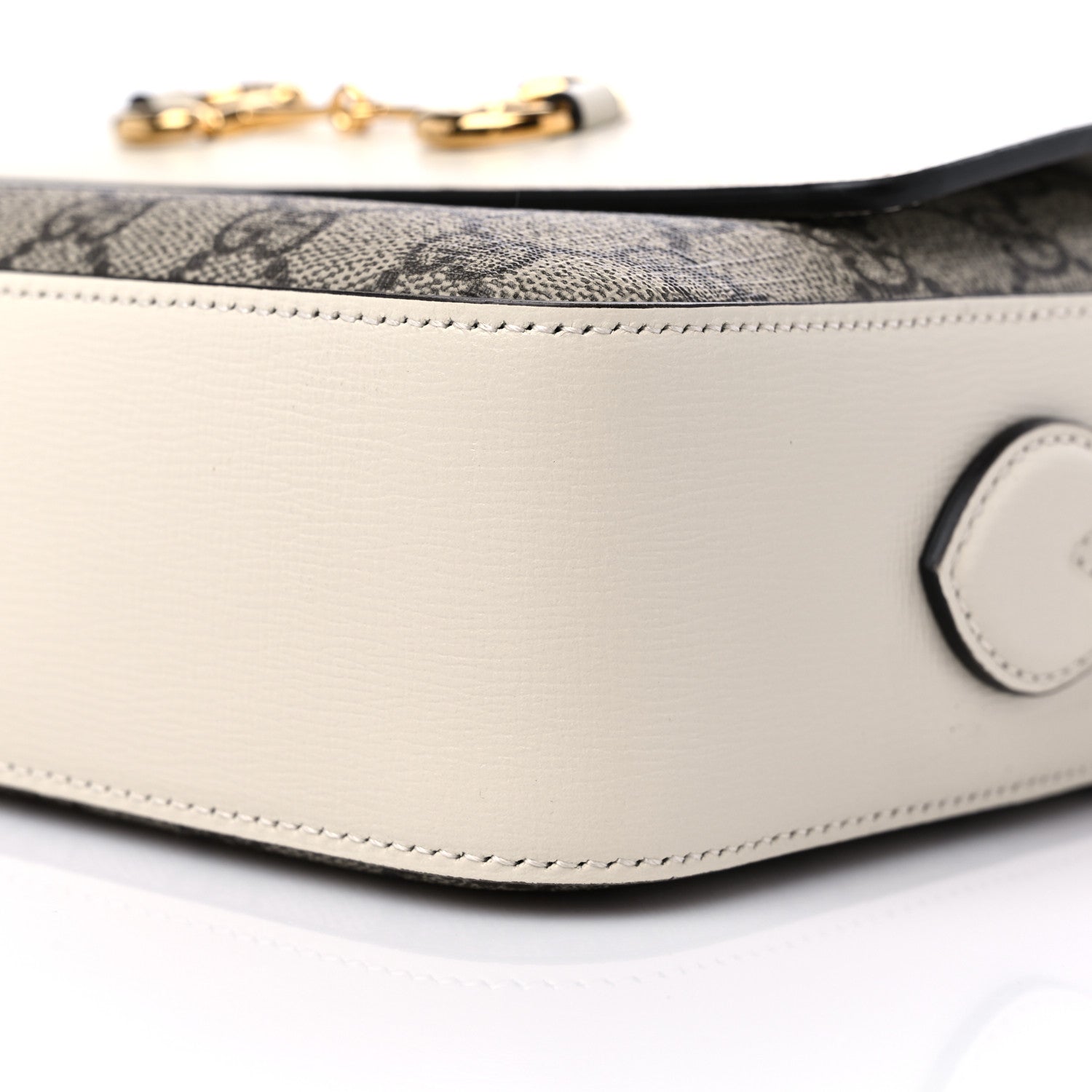 Gucci GG Supreme Monogram Small Horsebit 1955 Shoulder Bag Beige Mystic White 9 of 10