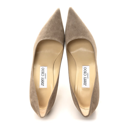 Jimmy Choo Suede Pointy Toe Romy Pumps 35.5 Stone 2 of 9