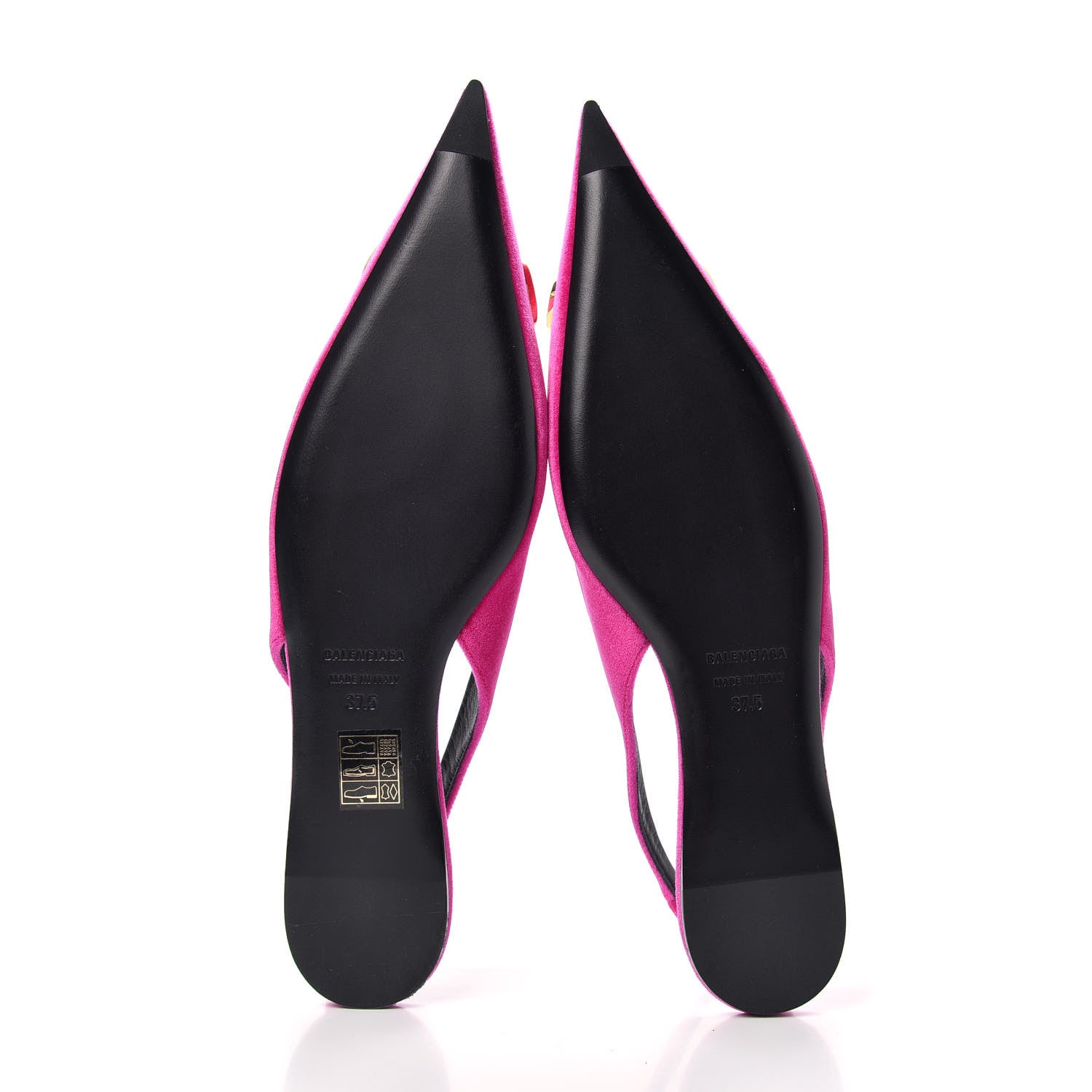 Balenciaga Velvet BB Knife Pointy Toe Slingback Flats 37.5 Pink 6 of 12