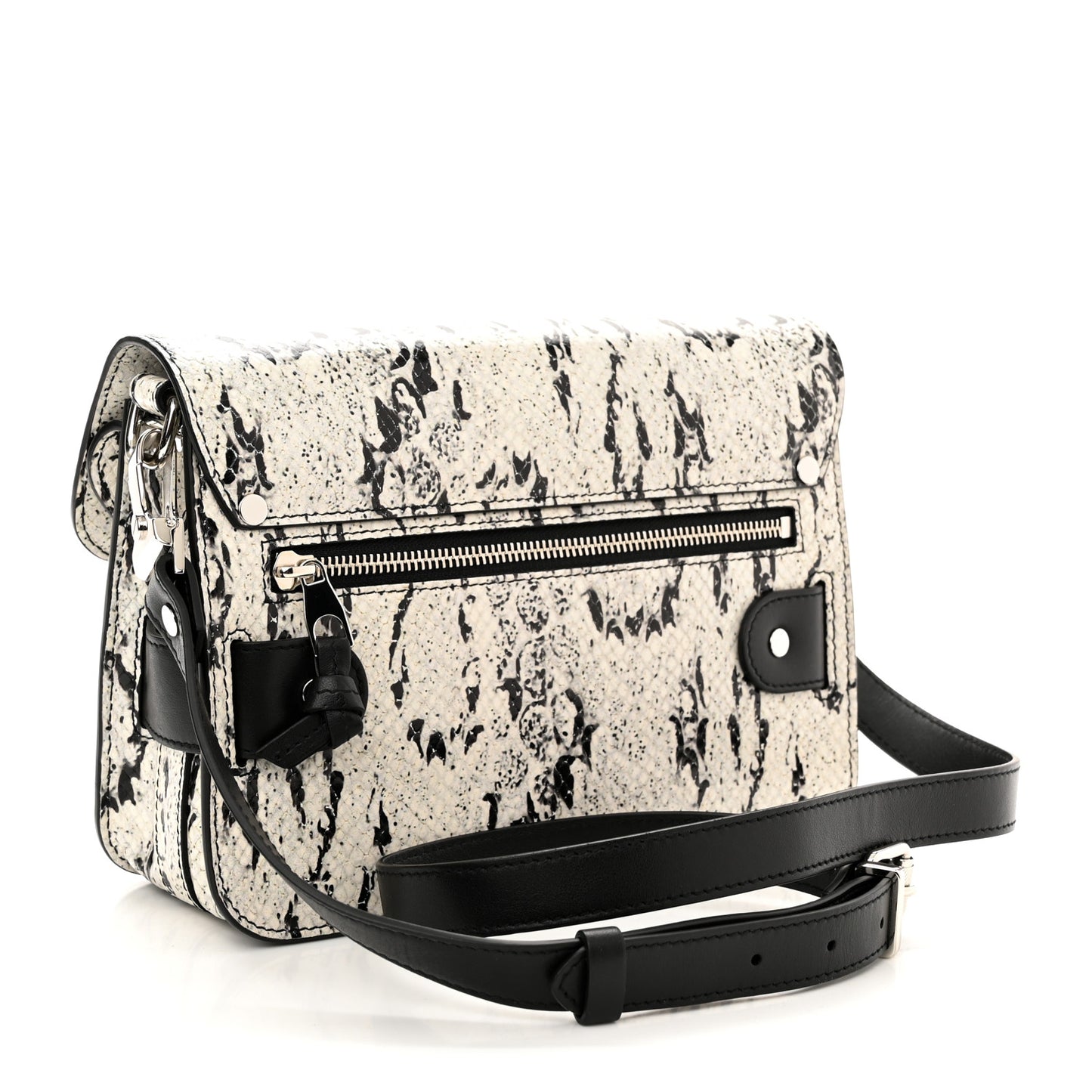 Calfskin Snake Embossed Mini PS11 Classic Shoulder Bag Optic White Black