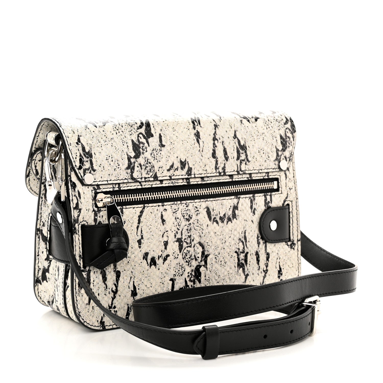 Proenza Schouler Calfskin Snake Embossed Mini PS11 Classic Shoulder Bag Optic White Black 3 of 10