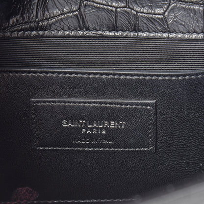 Saint Laurent Calfskin Crocodile Embossed Classic Kate Monogram Clutch Black 5 of 8