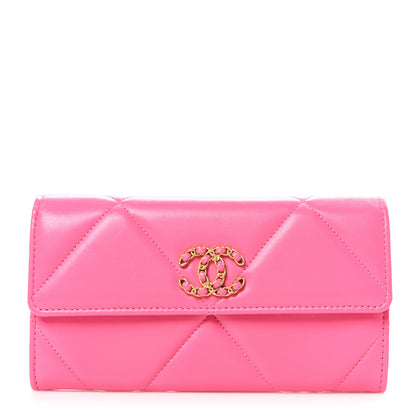 Chanel Lambskin Quilted Chanel 19 Flap Wallet Dark Pink 1 of 10