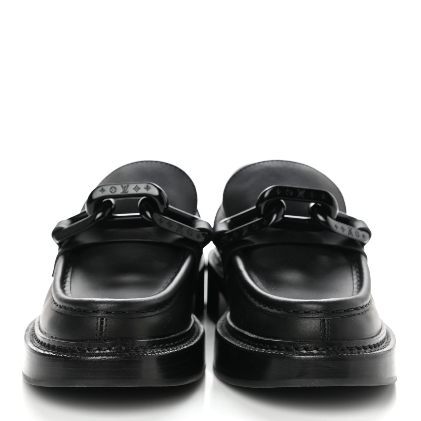 Calfskin Oversized Chain Academy Loafers 37 Black