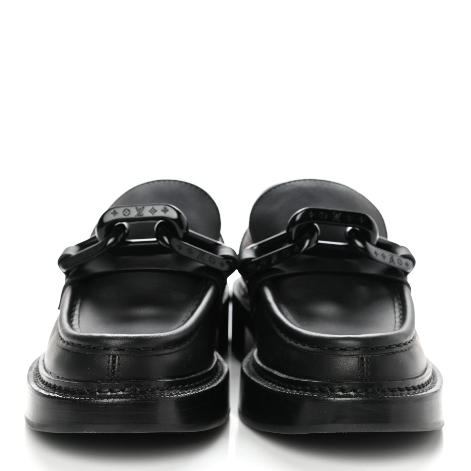 Louis Vuitton Calfskin Oversized Chain Academy Loafers 37 Black 2 of 8