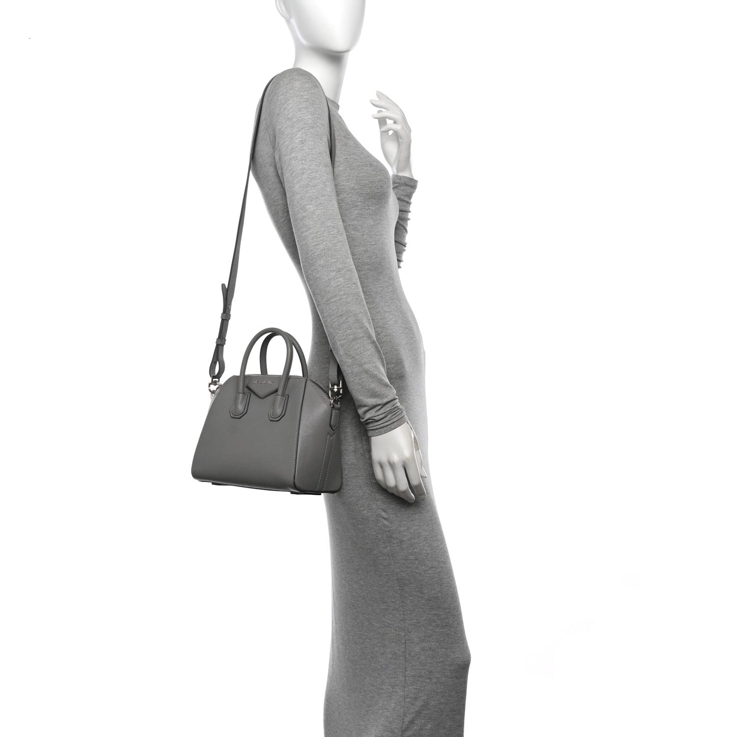 Sugar Goatskin Mini Antigona Pearl Grey