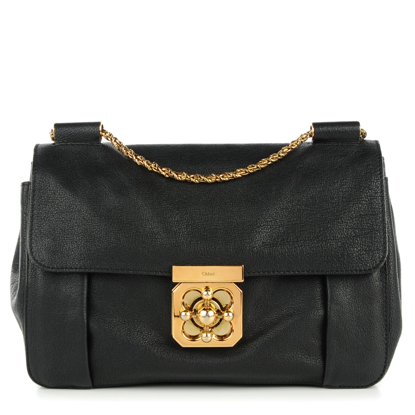 Calfskin Medium Elsie Shoulder Bag Black