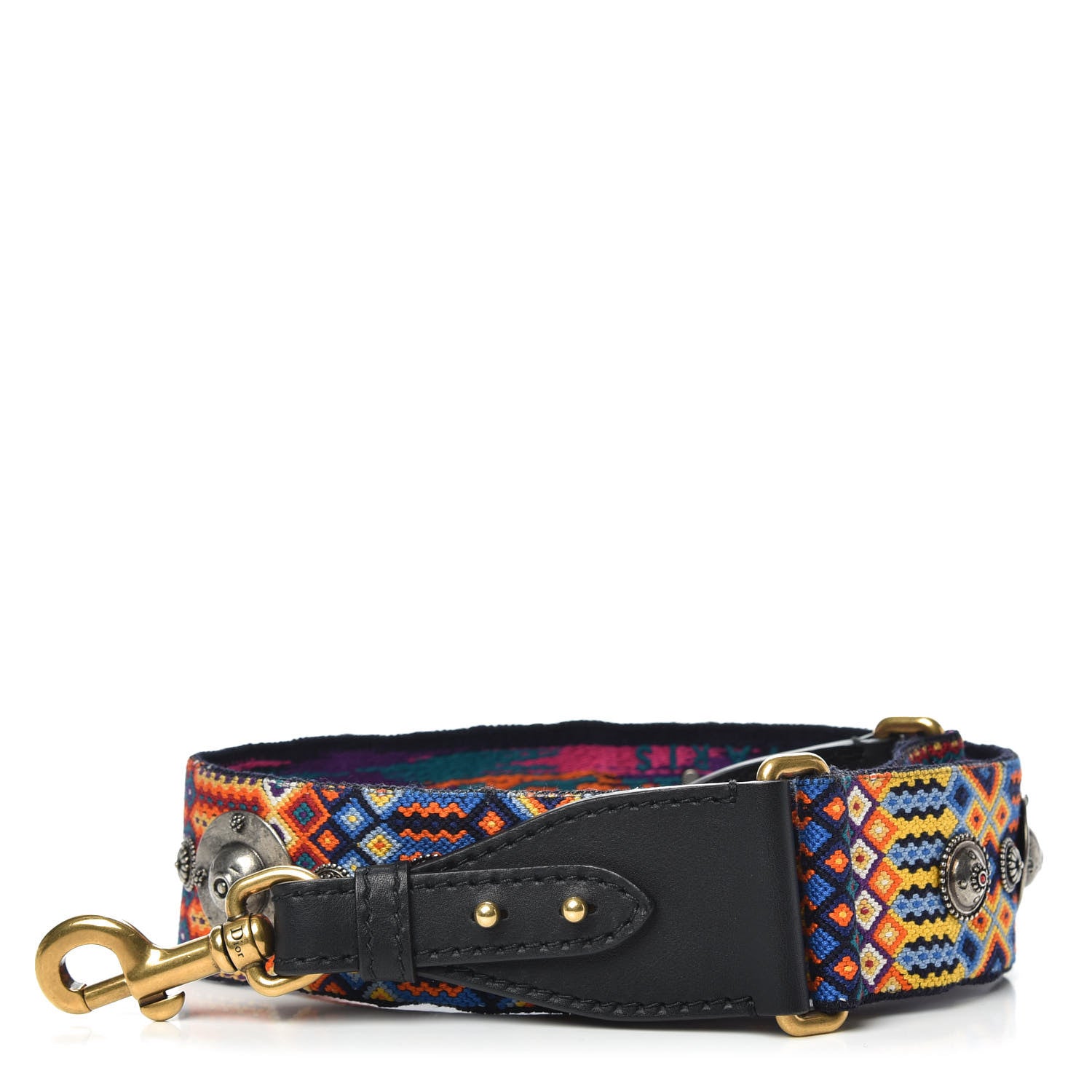 Christian Dior Canvas Embroidered Studded Mexico Shoulder Strap Multicolor 1 of 5