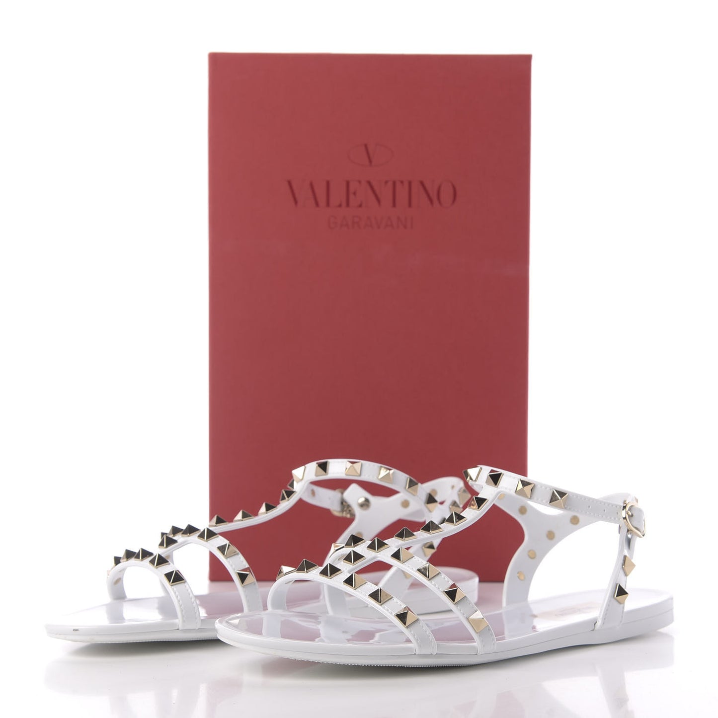 PVC Jelly Rockstud Caged Sandals 39 Optic White