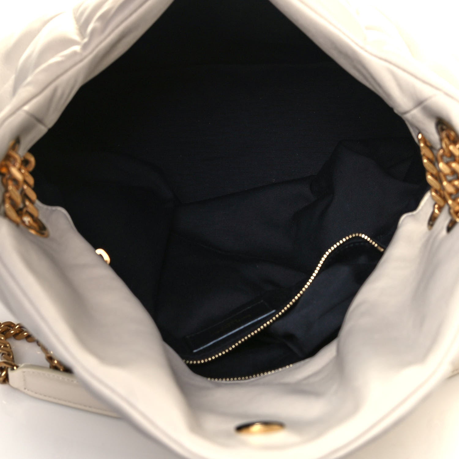 Saint Laurent Lambskin Quilted Medium Loulou Puffer Monogram Chain Satchel Crema Soft 5 of 12