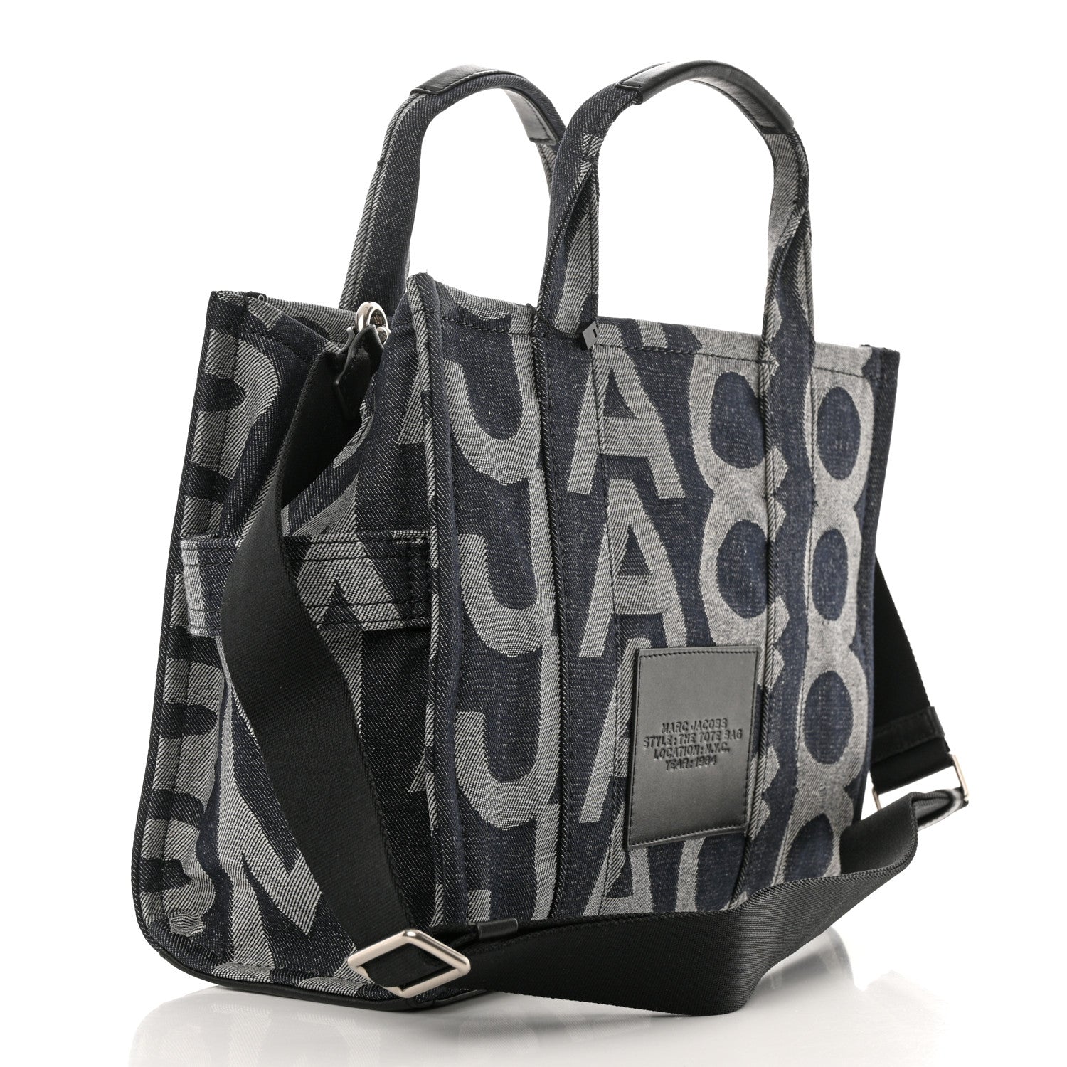 Marc Jacobs Denim Jacquard Medium The Monogram Tote Bag Denim Blue 3 of 12