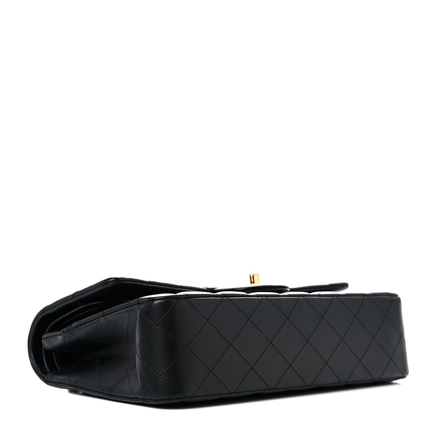Lambskin Quilted Medium Double Flap Black
