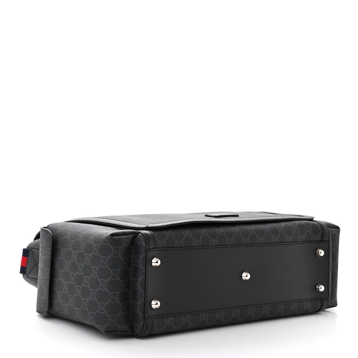 GG Supreme Monogram Web Messenger Diaper Bag Black Grey