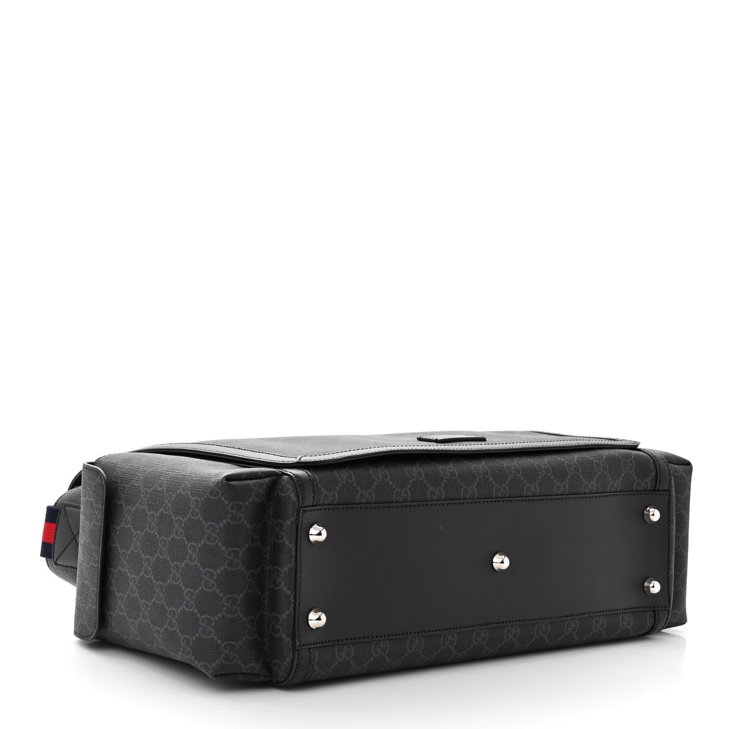 Gucci GG Supreme Monogram Web Messenger Diaper Bag Black Grey 5 of 11
