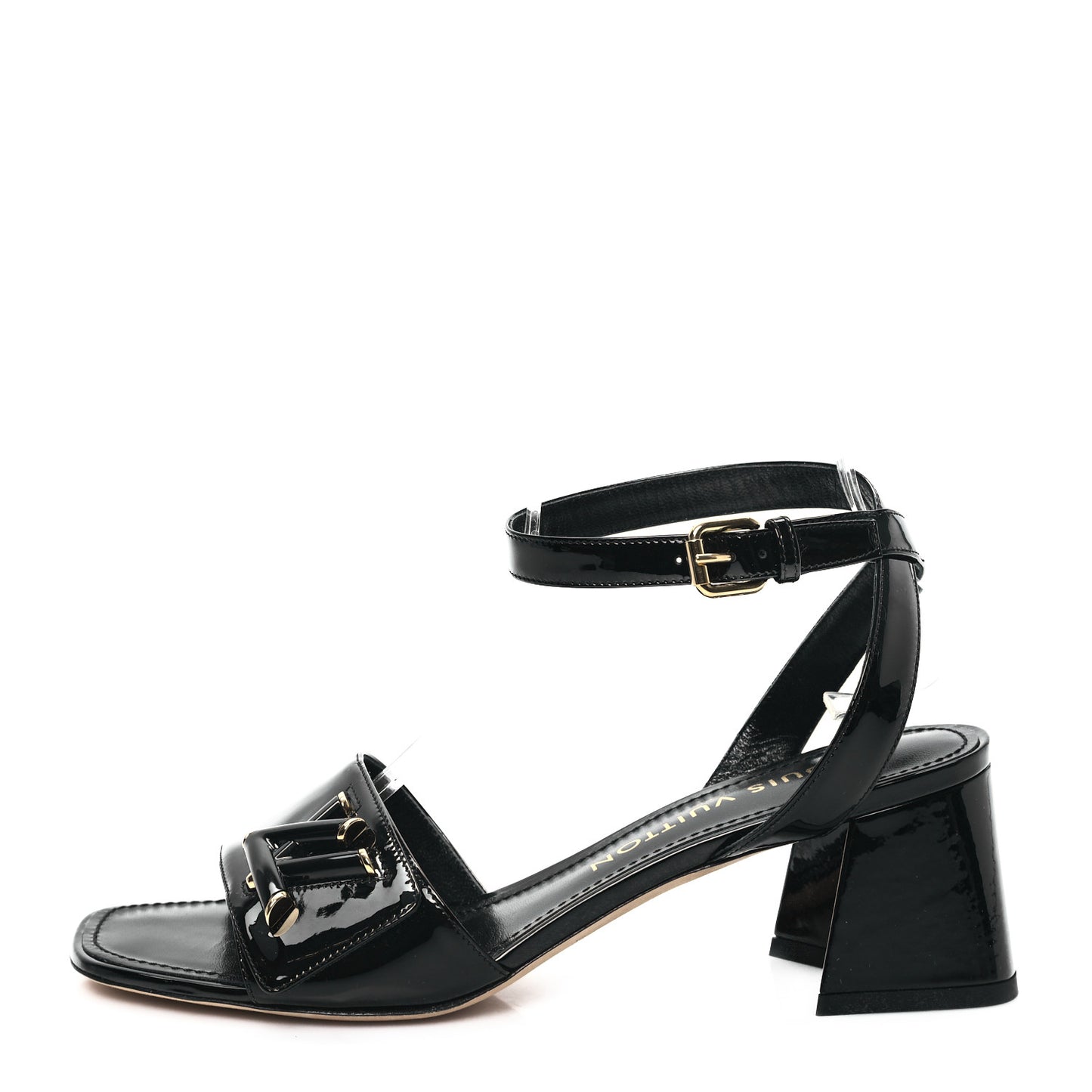 Patent Calfskin Shake Sandals 38 Black