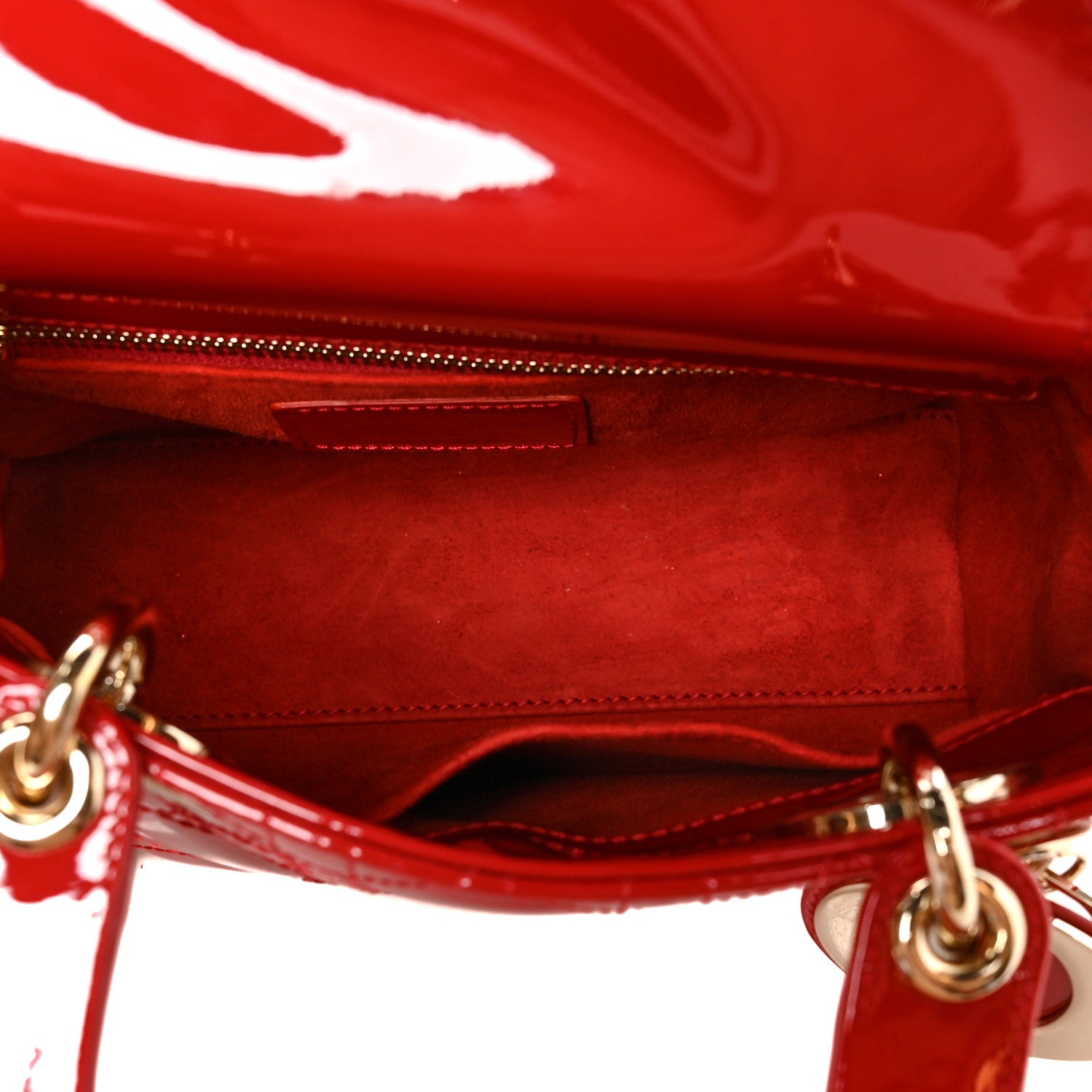 Christian Dior Patent Cannage Small Lady Dior Red 5 of 10