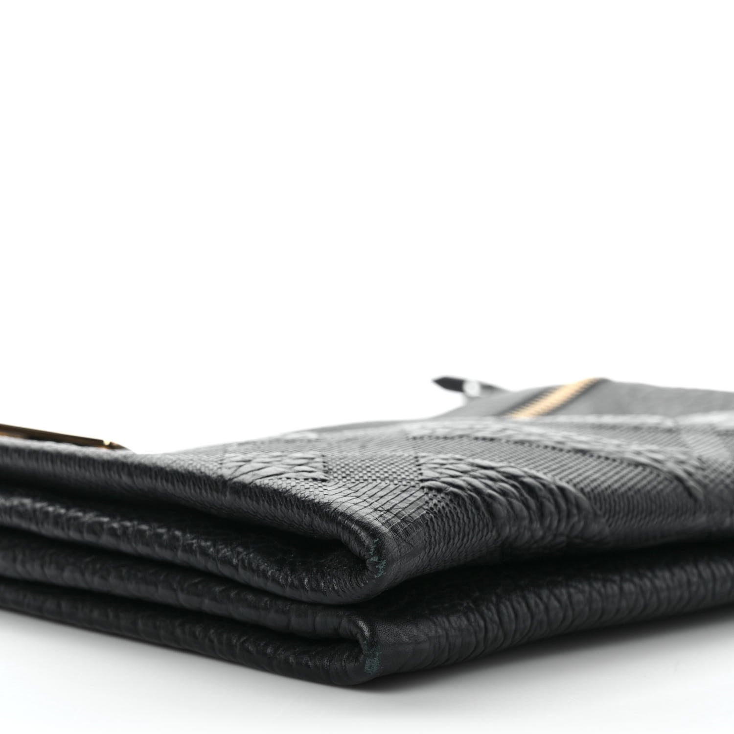 Burberry Signature Grain Calfskin Check Embossed Medium Balmoral Clutch Bag Black 7 of 10
