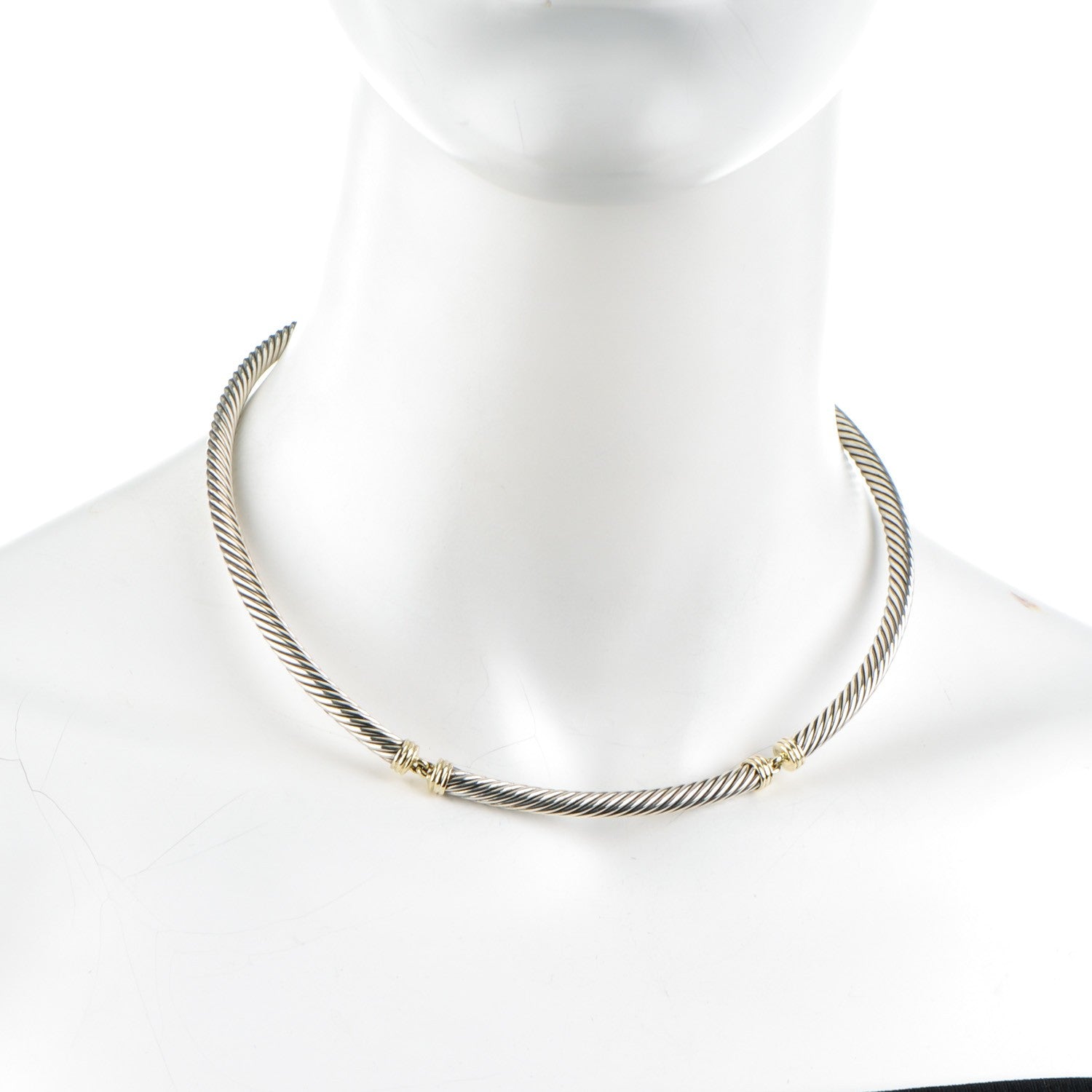 David Yurman Sterling Silver 14K Yellow Gold 5mm Metro Necklace 2 of 5
