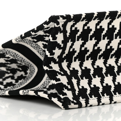 Christian Dior Canvas Houndstooth Embroidered Small Book Tote Black White 9 of 13